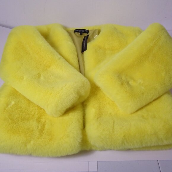 Central Park West New York  Chubbie Faux Fur Moto Jacket NWOT 298 Yellow… - Picture 8 of 13